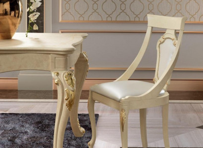 Esszimmerstuhl Stuhl Esszimmer Stühle Holz Design Stil Barock Beige Lehn Sitz